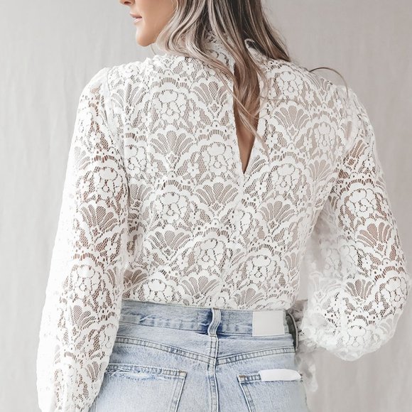White Lace Bodysuit - Picture 3 of 10